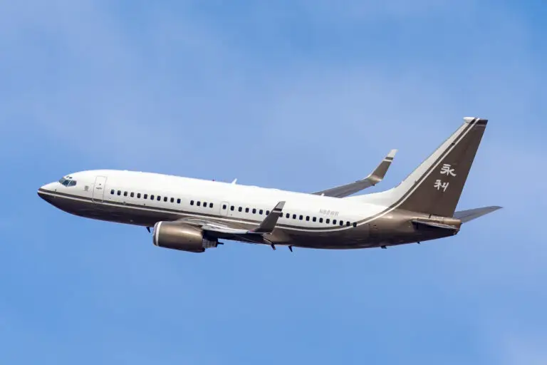 Boeing BBJ 3 VIP airliner on the ramp, featuring its extended 737-based fuselage, spacious executive cabin platform, and long-range private travel capability.