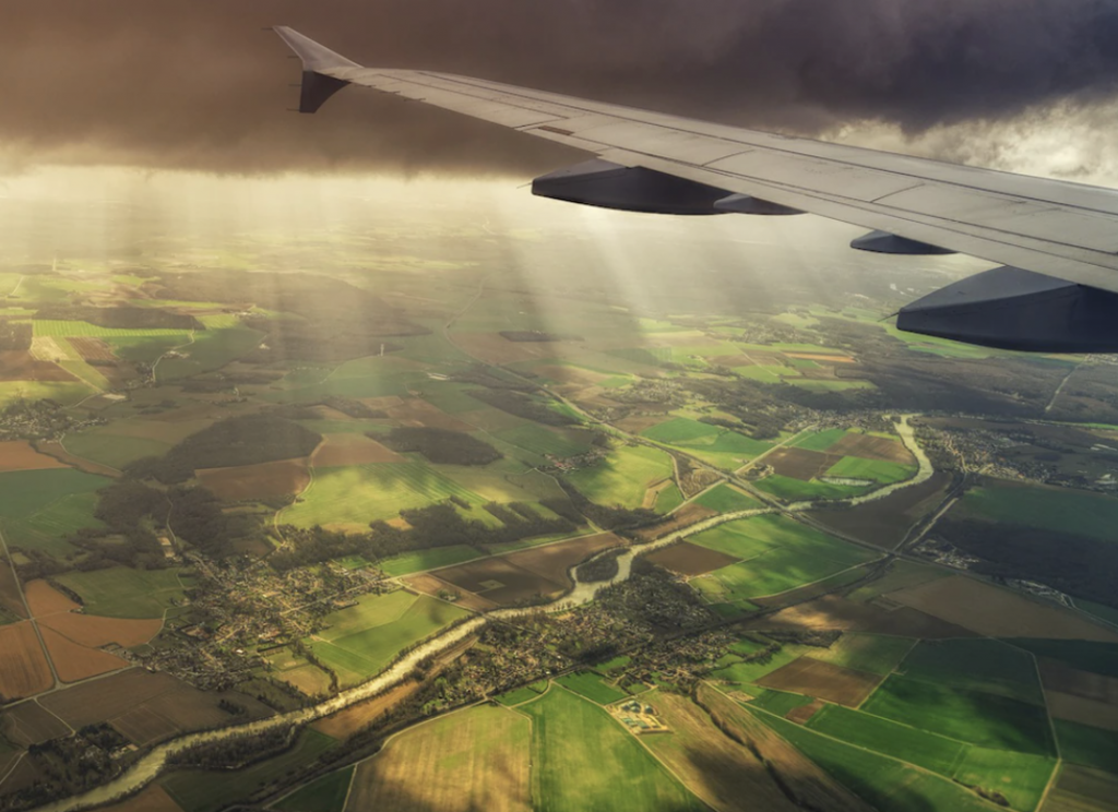 View from airplane window illustrating cabotage regulations.
